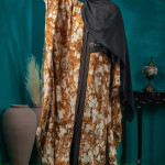 Premium Floral Printed Abaya with Stone Work