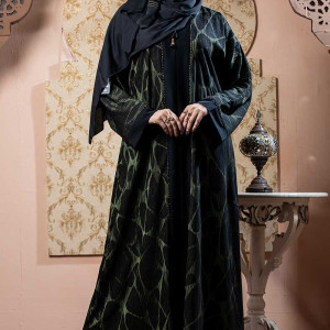 Printed Borka Design with Lace & Stone Work