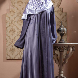 Ash Color Borka Design with Embroidery & Stone Work