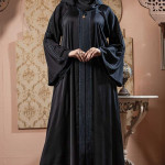 Dark Orange Color Gown Borka with Stone Work